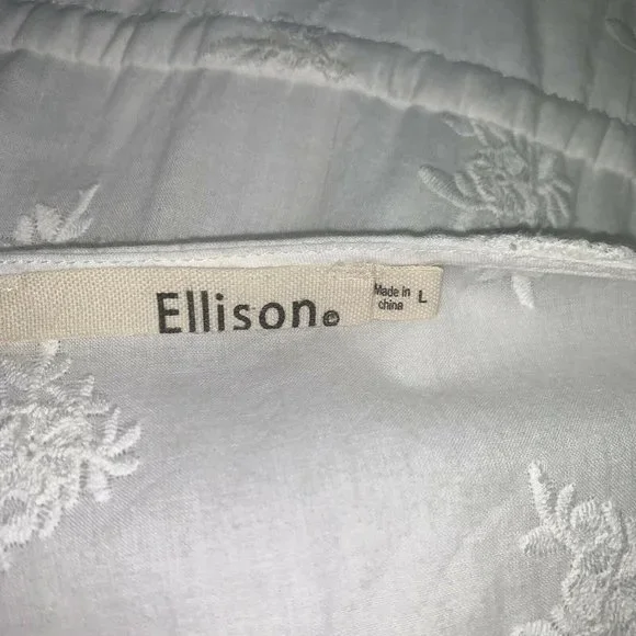 Ellison Womens White Embroidered Sleeveless Dress Size L Button Front Ruffles - Picture 5 of 7